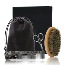 Человек борода уход за лошадьми Комплект Кисточки для бритья нержавеющая сталь бритья гребень ножницы для усов 3 шт