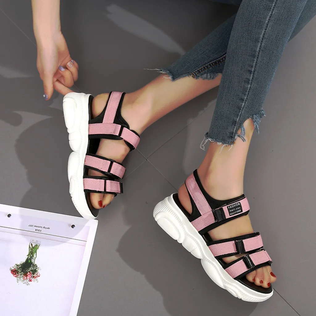 

Summer Women Sport Sandal Open Toe Letter Print Flat Sandals Ladies Beach Shoes Sexy High Quality platform Shoes Outside Pumps