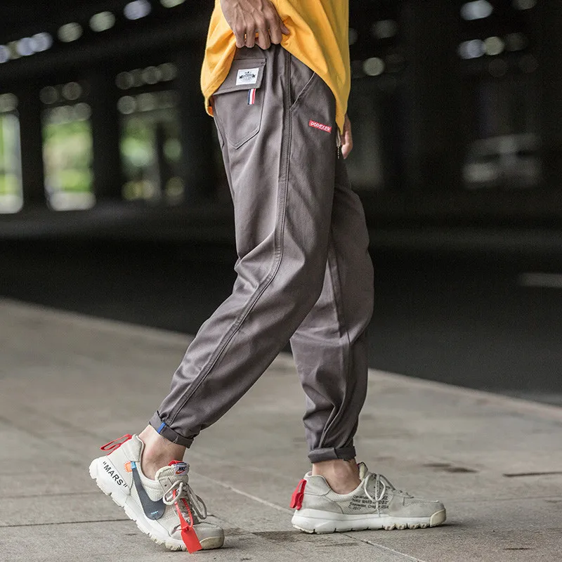 2019 Summer new wild nine pants overalls joggers men's sweatpants casual solid color loose hip hop streetwear S-2XL