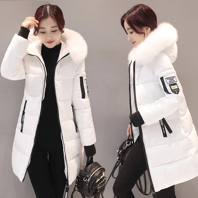 Cheap Women long coat new winter coat thickening students Fur collar down jacket JN1111