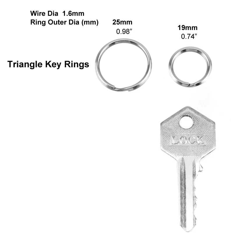 100pcs Key chain rings Triangle wire diameter special keyring