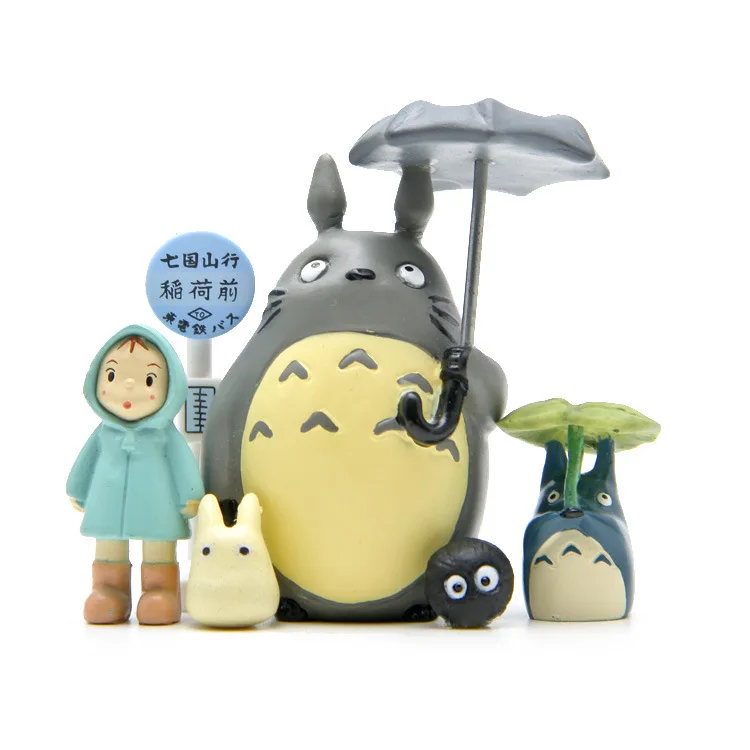 Studio Ghibli Мой сосед Тоторо зонтик Набор Модель ПВХ Фигурки игрушки Мэй куклы гном Террариум фигурки мини сад Декор