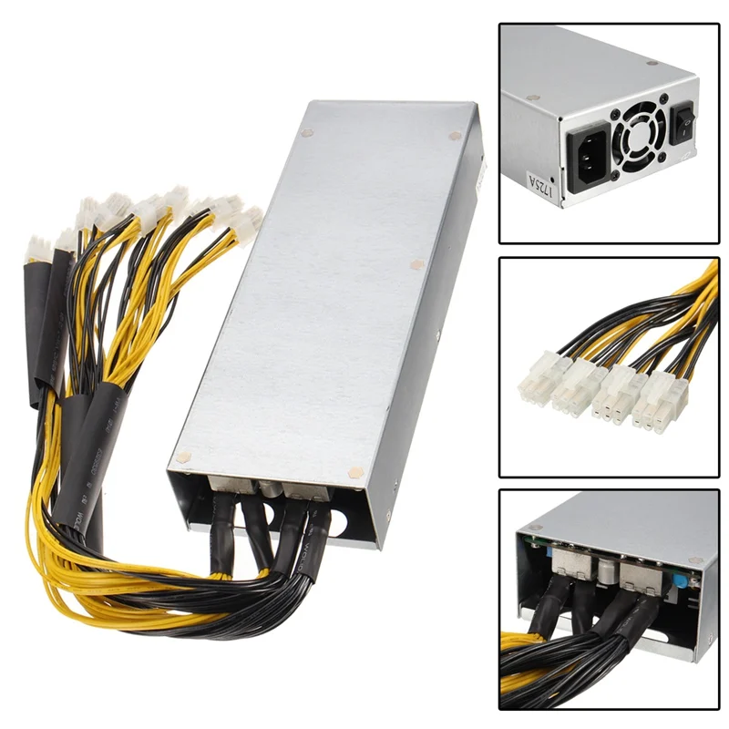 

AKASA 1400W Metal 8 Card Miner Power Supply For S7 S9 Series Mining Machine Dedicated New ATX Power For Computer PC Mining