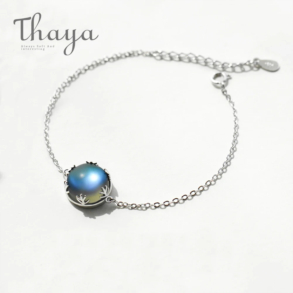 Thaya Original Design Aurora Moonstone Forest Cushion Ladies’ Bracelets 925 Silver Scale light Bracelet Female Simple jewelry