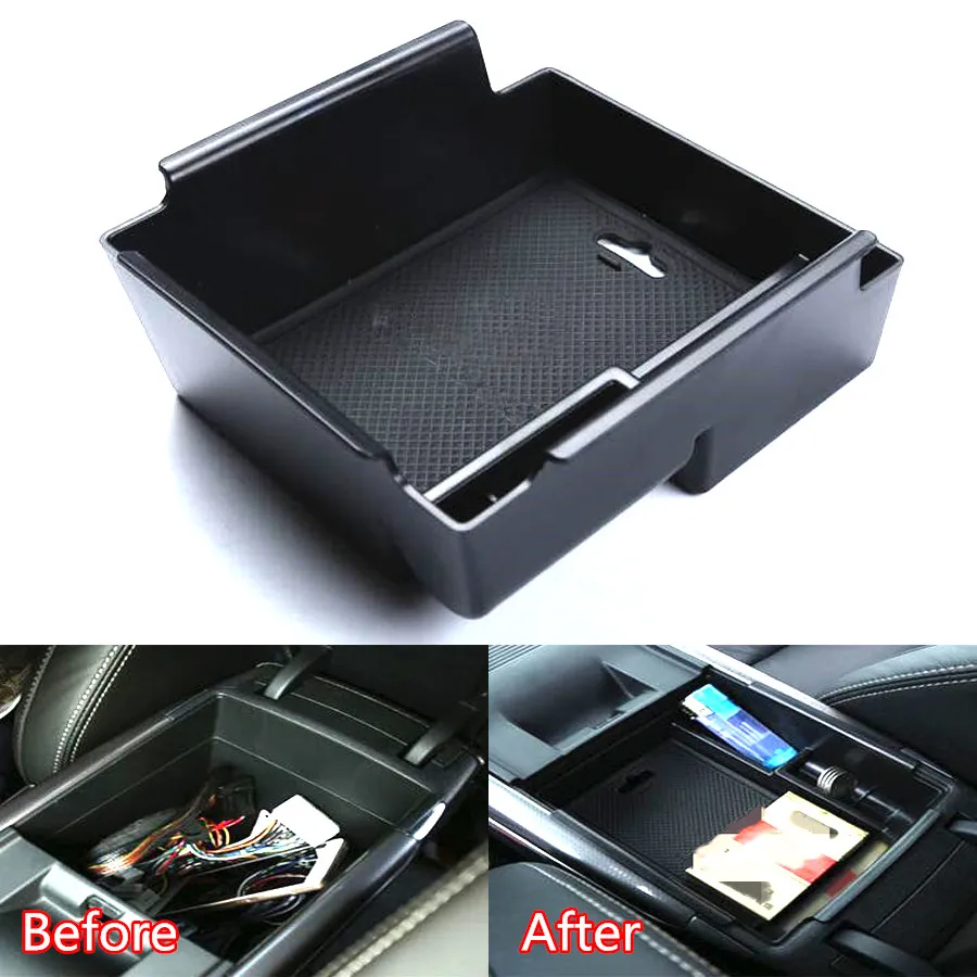 

YAQUICKA Black ABS Car Interior Console Armrest Box Storage Box Container Holder Organizer For Renault Koleos 2016 2017 2018