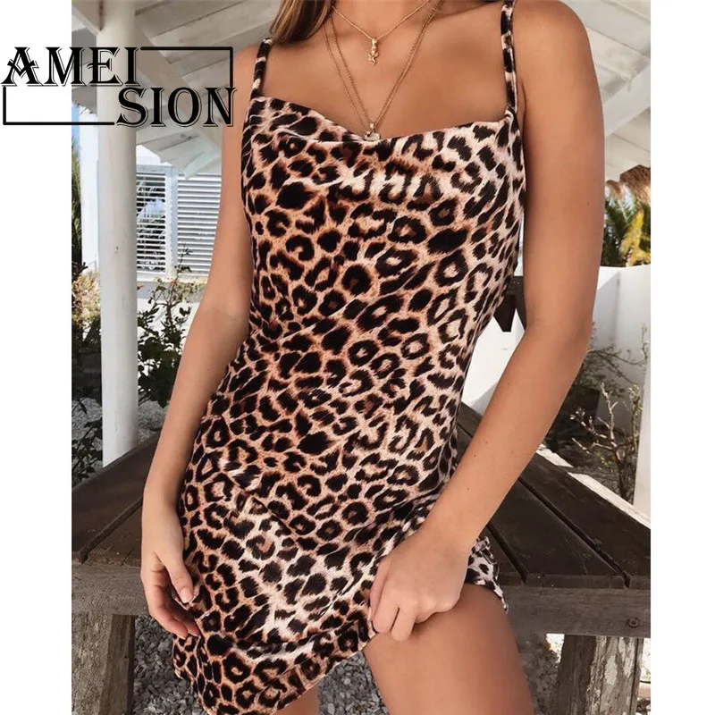 

sleeveless dress 2019 autumn women sexy Bodycon snakeskin high neck party mini dresses halter Printed Vestidos Mujer snake skin