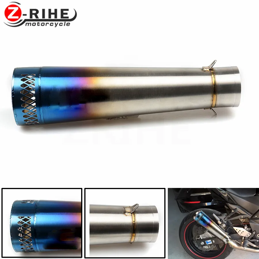 Universal Motorcycle Reupholstery Exhaust Pipe With entrance fiber tube For Kawasaki z900 z800 z750 z1000 er-6f zx9r