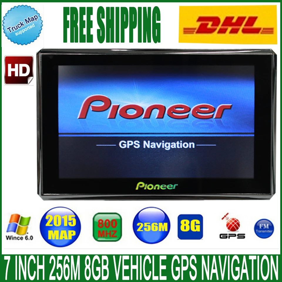  Free DHL shipping 7 inch Vehicle GPS Navigation 800M/FM/8GB/256MB newest  Maps For Russia/Europe car/truck CE 6.0 MTK Navigator 