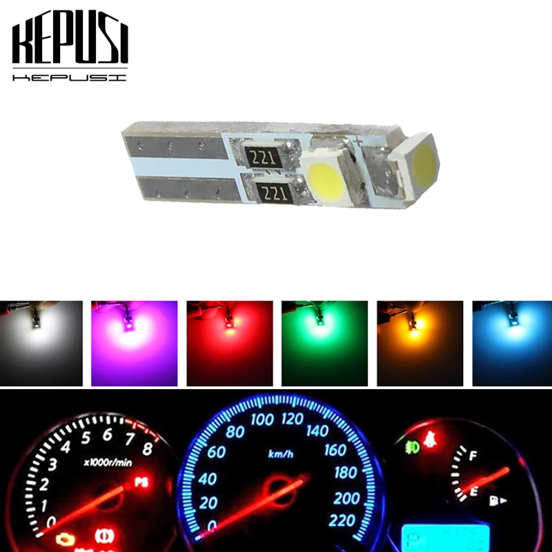 

T5 W3W LED 3528 Dashboard Gauge Instrument Car Auto Side Wedge Light Lamp Bulb Car Styling Yellow/Blue/Green/Red/White/Pink
