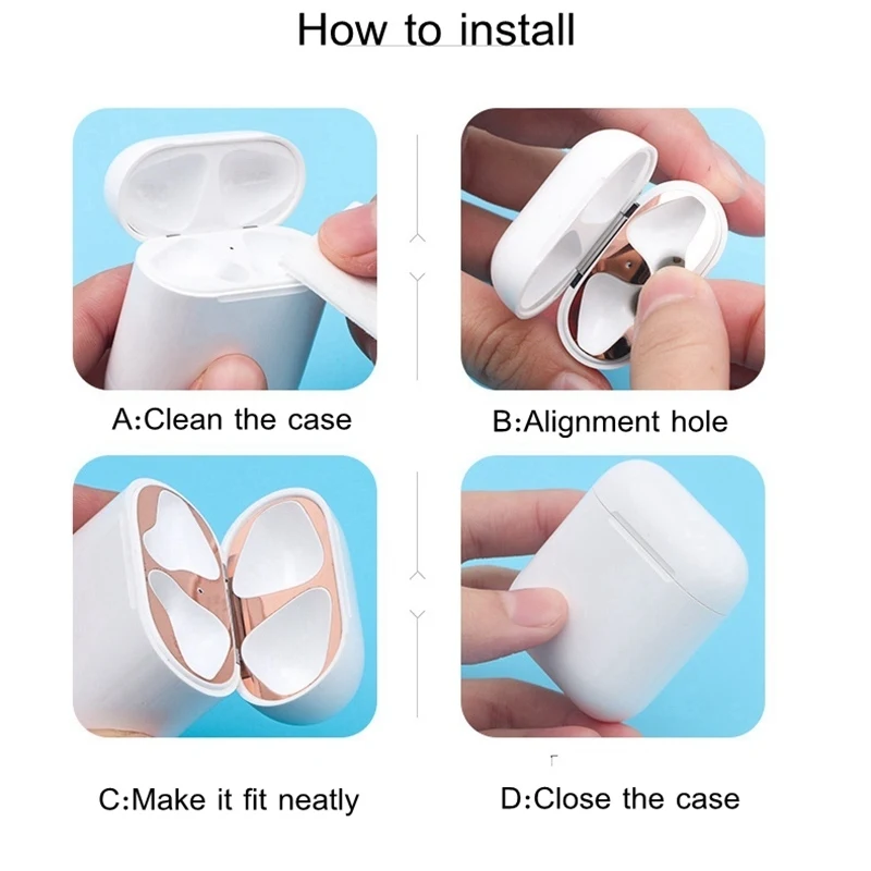 Металлическое покрытие защита от пыли наклейка для Apple Airpods патч AirPods чехол