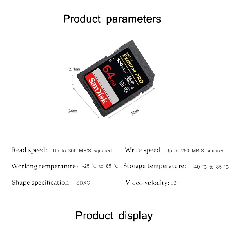 SANDISK EXTREME PRO SD UHS-II карты 32 GB 64 GB Высокая Скорость C10 U3 4 K видео Full HD Камера карты памяти до 300 МБ/с. 2000X SD карты