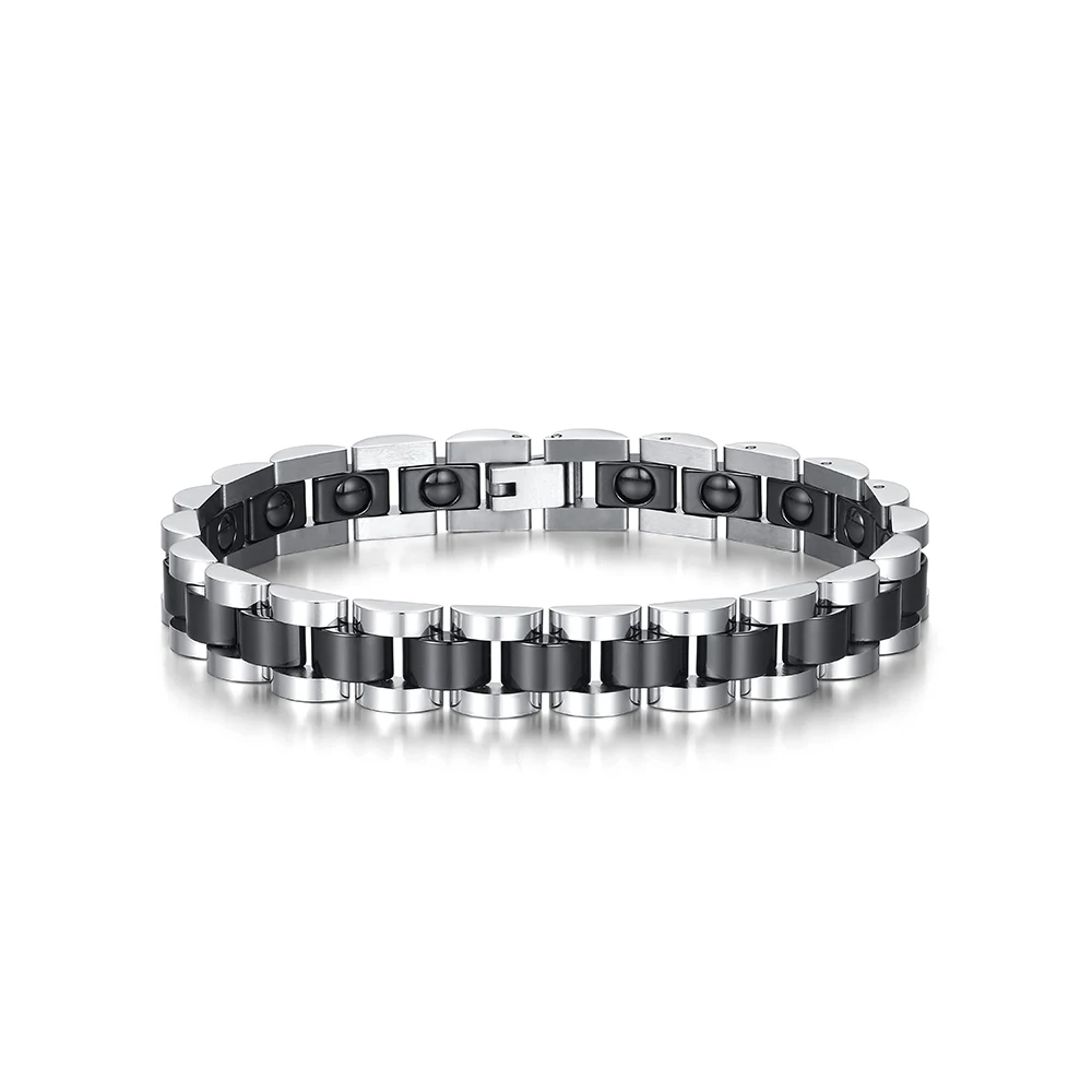 

Elegant Stainless Steel Ceramic Men Bracelet Trendy Wrist Band Ceramic Bracelet Germanium Element Benefit Health Bracelet Bangle