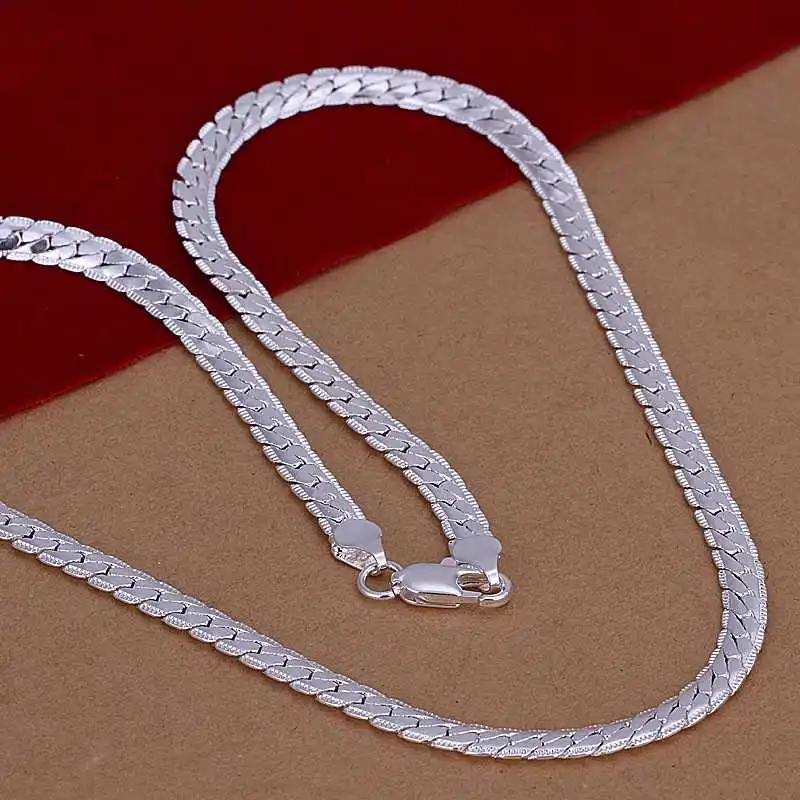 Side chain Silver Necklace plated 