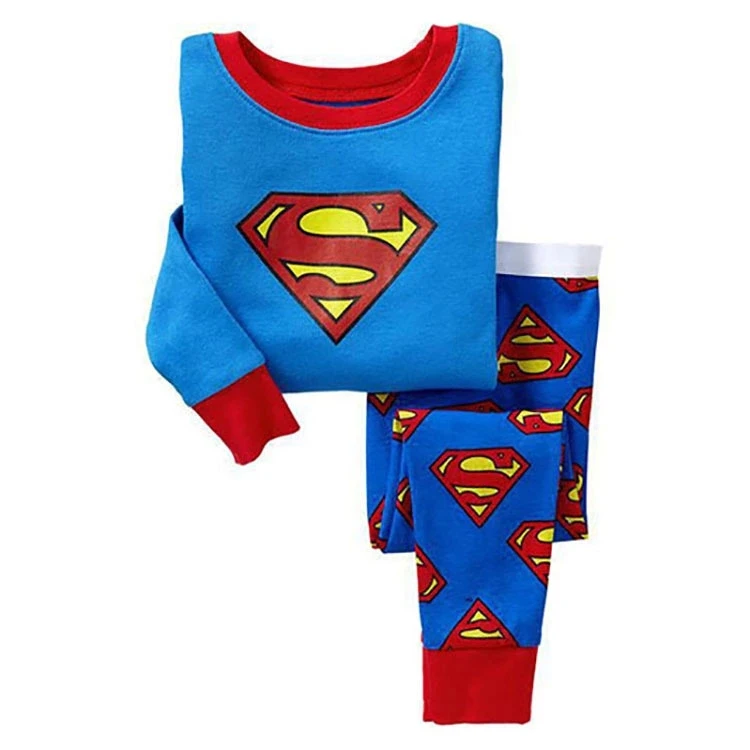 Новое поступление, костюмы для маленьких мальчиков, пижамы с Суперменом, детские пижамы, Детская одежда для сна с принтом, пижамы, комплекты одежды с героями мультфильмов