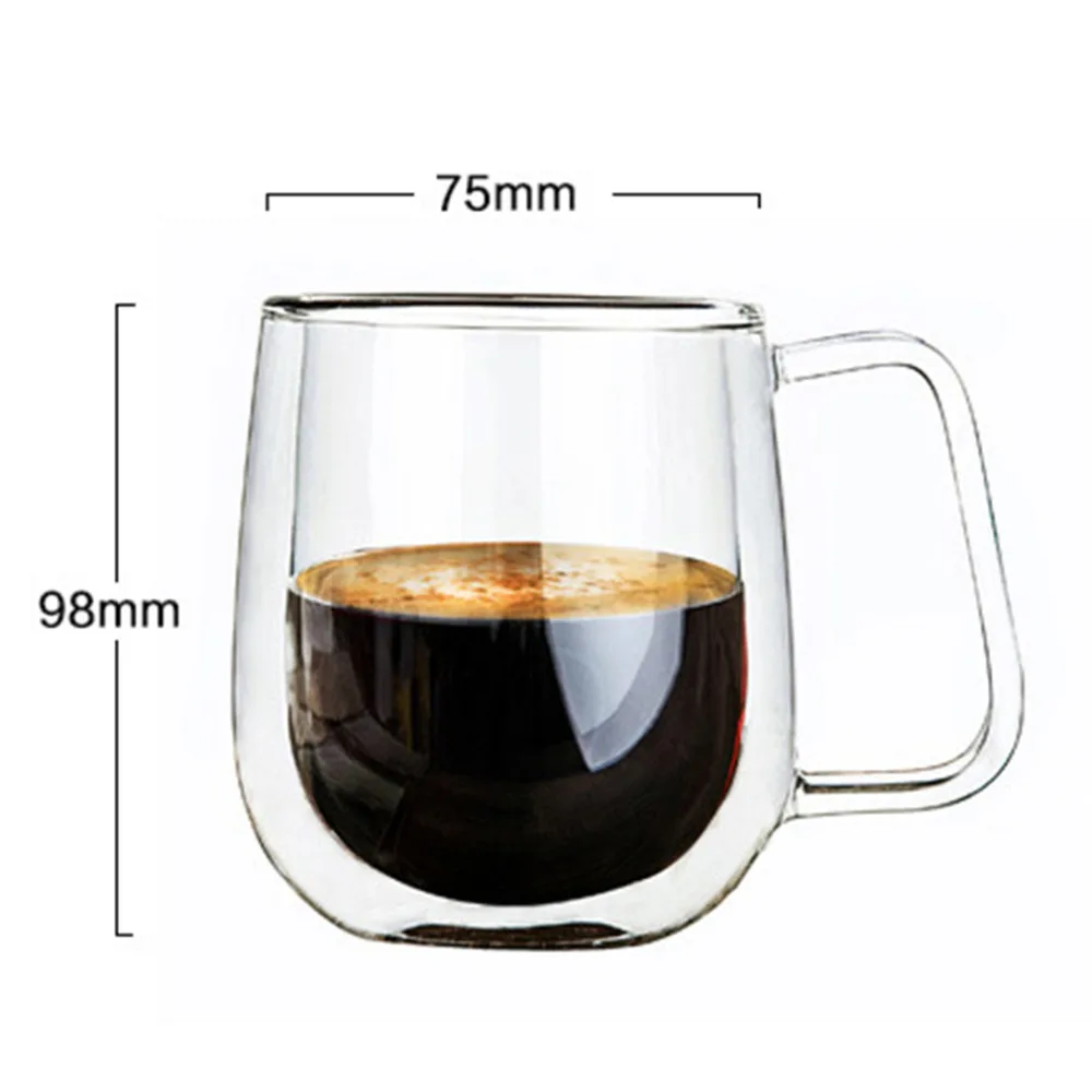 Горячая прозрачная двухслойная стеклянная термостойкая чашка для чая, кофейная кружка, чашка с изоляцией, здоровый напиток, отличный подарок