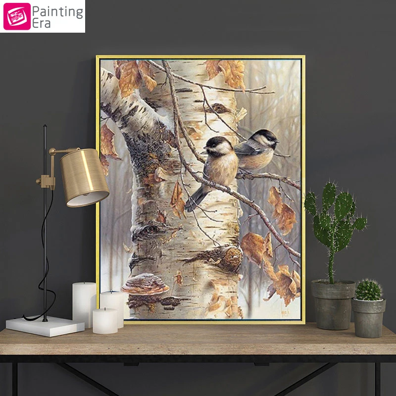 

Era,Full 14CT 40x50cm Birds Scenery Cross Stitch DIY White Canvas DMC Counted Kits Cross-stitch set Embroidery Needlework,VS-24