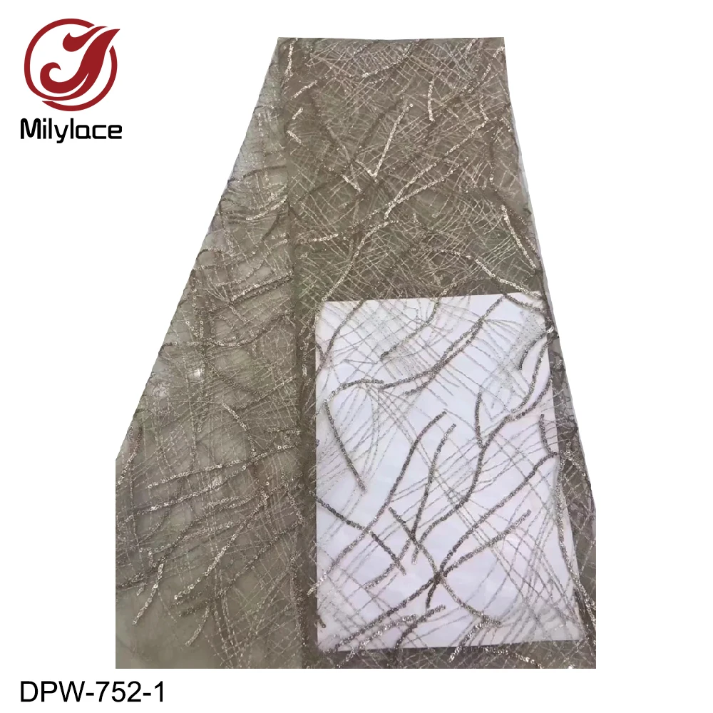 

African Lace Fabric 2019 High Quality Lace Fashion Nigerian Sequin Tulle Lace Fabrics DPW-752