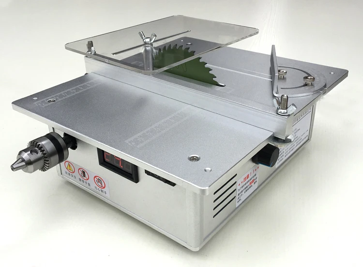 

Sliver Dual Motor Mini Table Saw Multifunctional Woodworking DIY Desktop Saw Table Cutting machine with Power Adapter