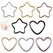 1 шт. 316l хирургическая сталь Daith Сердце Звезда Кольцо хрящ трагус Пирсинг Кольца для губ Нос Кольца орбитальные Ушные Шпильки спираль ювелирные изделия 20 г