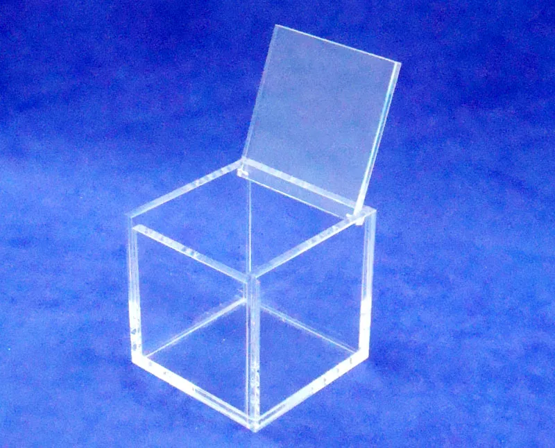 Квадратные 8x8x8 см плексигласовые ювелирные изделия коробка акриловый чехол коробка с откидной крышкой