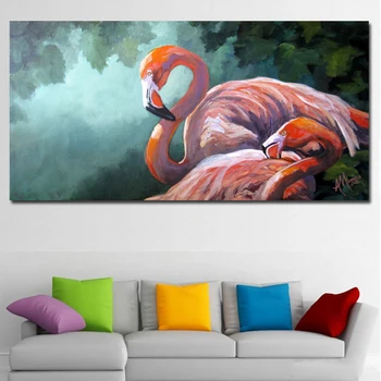 

1 Piece Huge Canvas Art Flamingos Sleeping Picture Animal Painting Wall Art Prints On Canvas Home Decor For Living Room Unframed