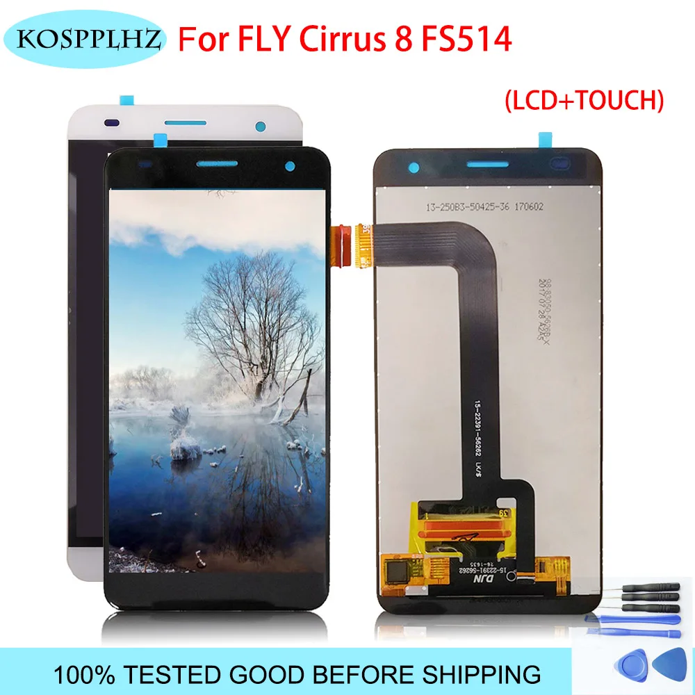 100% протестирован для Fly FS514 Cirrus 8 ЖК дисплей и сенсорный экран дигитайзер в сборе 5 0