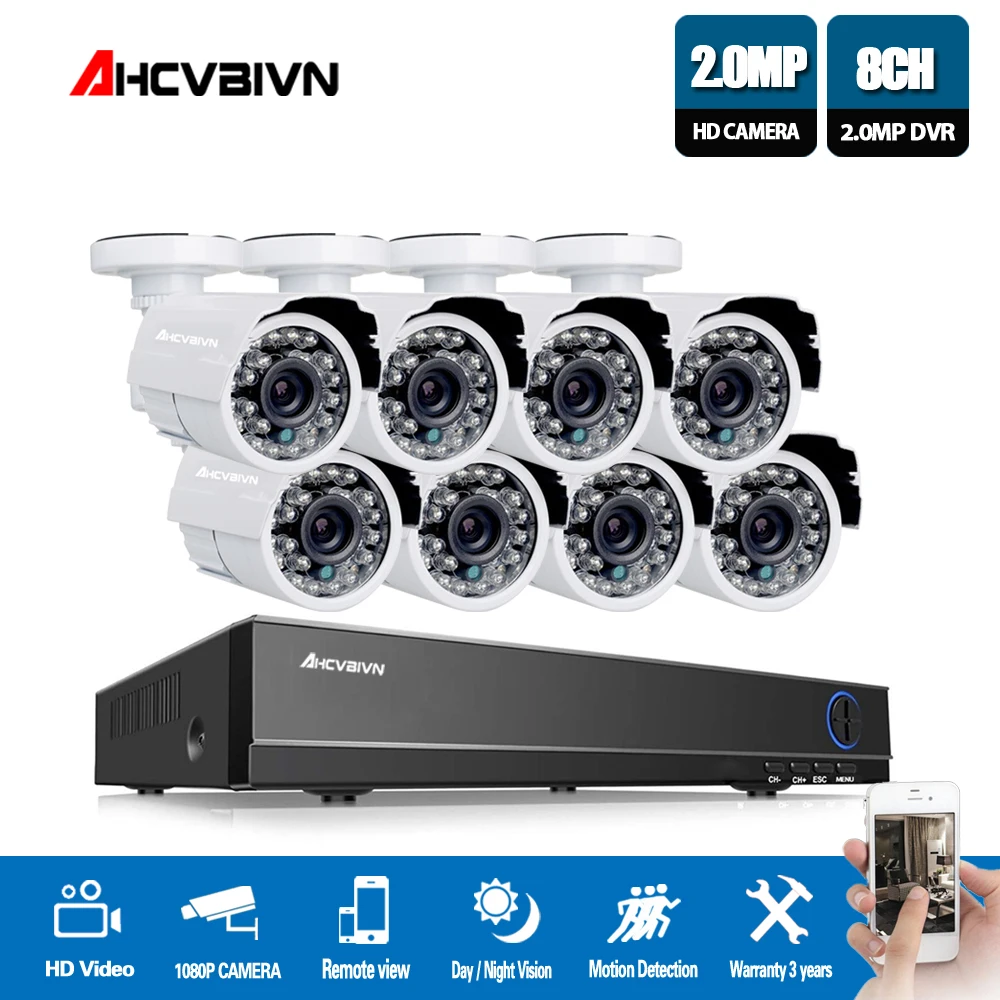  1080P CCTV System Outdoor Video Security Set AHD 8CH DVR System 8 X AHD 1080P 2.0MP Camera Surveill - 4.00015E+12