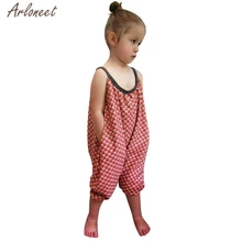 Детский комбинезон без рукавов с бретельками и принтом для маленьких девочек, комбинезоны, штаны, одежда MA27