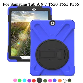 

Case For Samsung Galaxy Tab A 9.7 T555 T550 P550 P555 Cover Funda Kids Safe Shockproof Heavy Duty Silicone Hard Stand+Pen