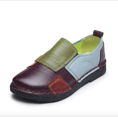 GKTINOO/Модная обувь; женские лоферы из натуральной кожи; женская разноцветная повседневная обувь; мягкая удобная обувь ручной работы; женская обувь на плоской подошве - Цвет: 2099 purple