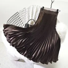 Горячая Мода женщин плиссированные качели Миди юбка эластичный пояс расклешенные Конькобежец длинные юбки 19ING