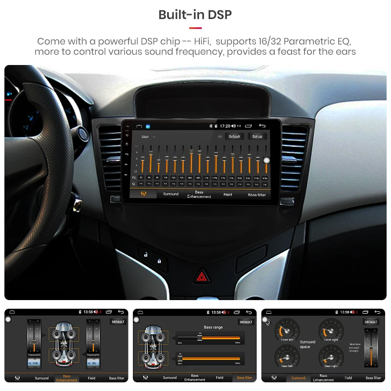 Best AWESAFE Android 8.1 8 Core 4+64GB 2 Din Car radio Multimedia Video Player auto Stereo GPS MAP For Chevrolet CRUZE 2009 2012 2014 2