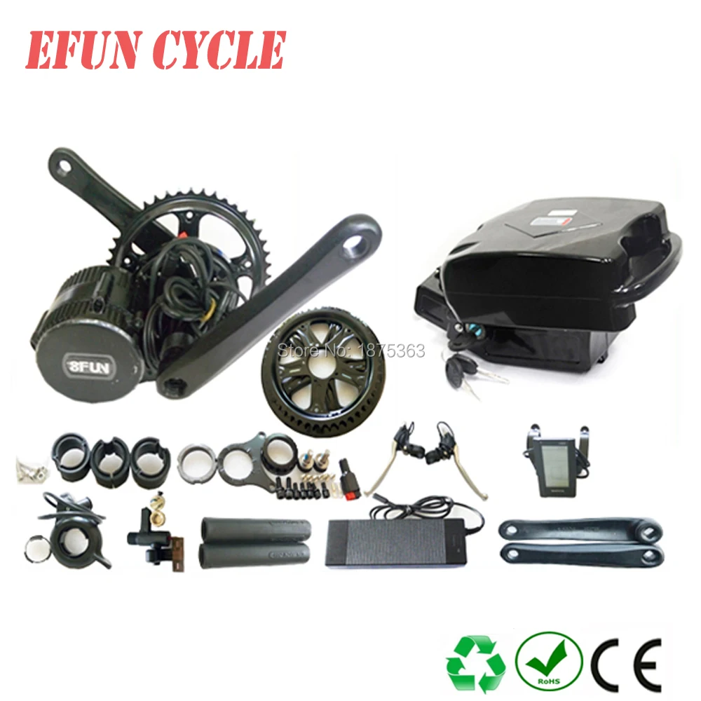 Bike kits 8Fun/Bafang BBS01 36V 500W mid drive motor kits with 36V 11.6Ah little frog battery for fat tire bike/city bike