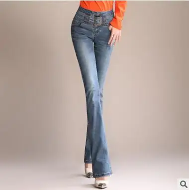 Весна и осень модная повседневная хлопчатобумажная одежда больших размеров с высокой талией и Брендовые женские штаны для девочек брюки, джинсы с яркой отделкой одежда 79129 - Цвет: 4
