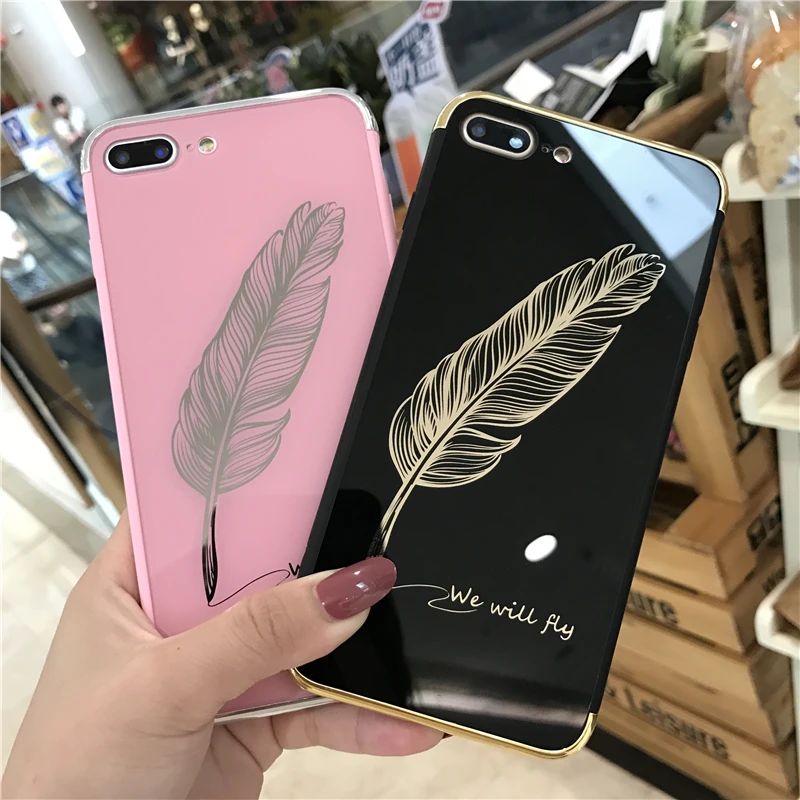 New Luxury Quill pen Drop Mirror Pink soft cover case for iphone 6 6S S plus 7 8 X XS MAX XR Fashion feathers phone cases |