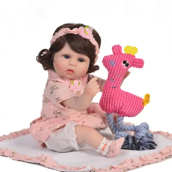 

Curly girl reborn baby dolls 18"43cm silicone reborn baby dolls toys for child new year gift bebes reborn menina bonecas