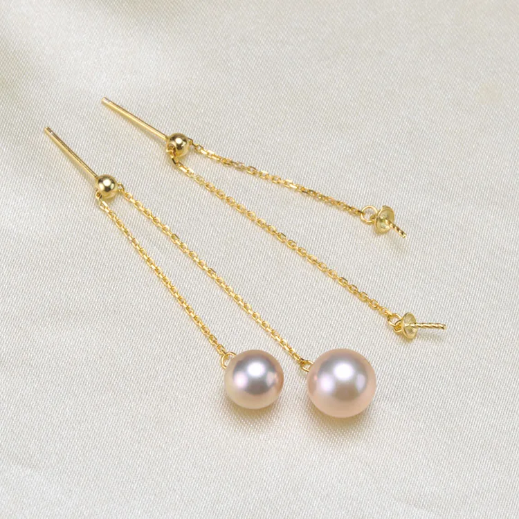5cm Long Double Pearl Beads Drop Earrings S925