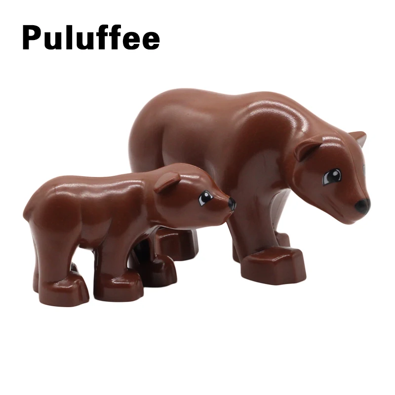 

2Pcs Zoo Animal Bear Building Blocks Big Particle Compatible with Duplo Polar bear Bricks set DIY Educational Toys Brinquedos
