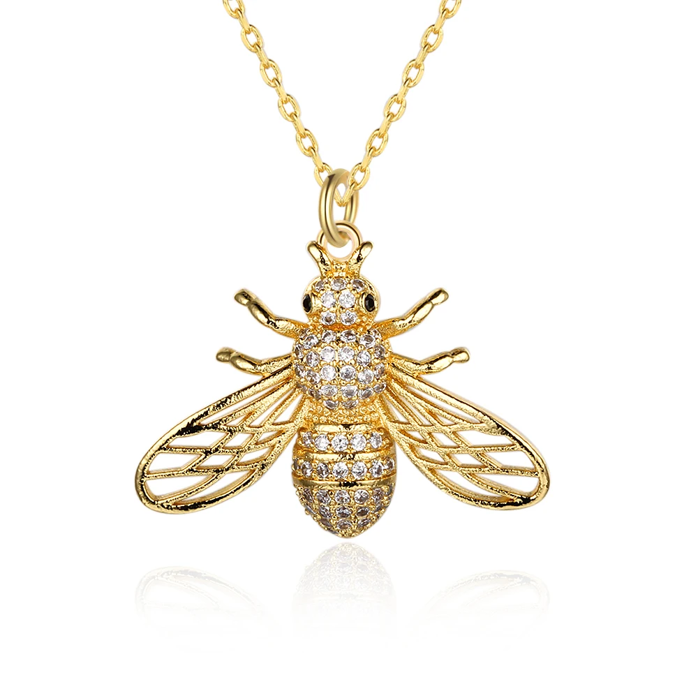 

Bee Insect Gold Color Necklaces & Pendants White CZ Stones Insect Jewelry for Women Cute Gift for Her (NE102757)