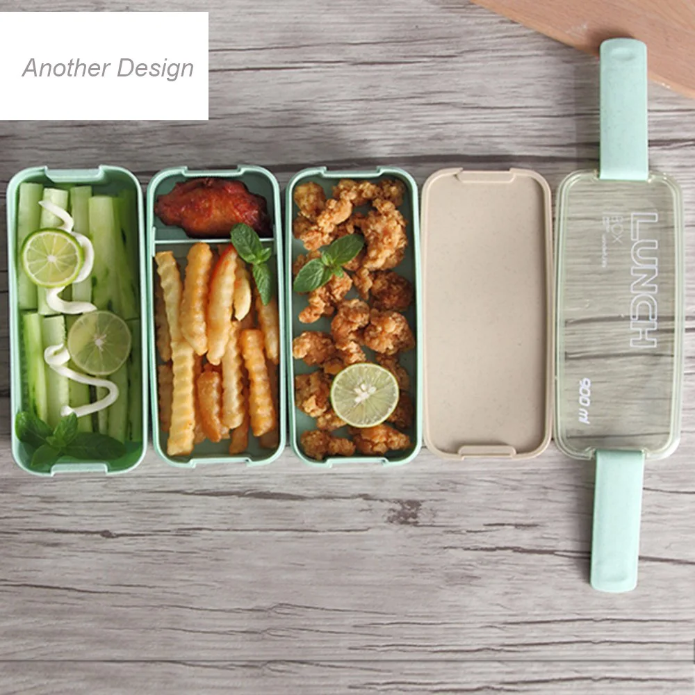 900ml Japan Style Lunch box 3 layers bento dinnerware sets seperate Food Container Microwave safe fruit salad | Дом и сад