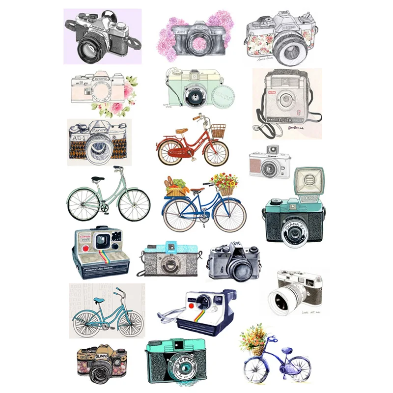 

2 pcs/lot Camera Bike DIY Stationery Paper Sticker Post It Self-adhesive Scrapbooking Bullet Journal Stickers School Office