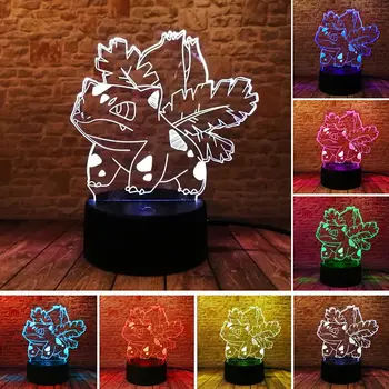 

Bulbasaur Anime Figure 3D Lamp Visual Illusion LED Colourful Change Touch Light Flashing Nightlight Kids Toys for Children