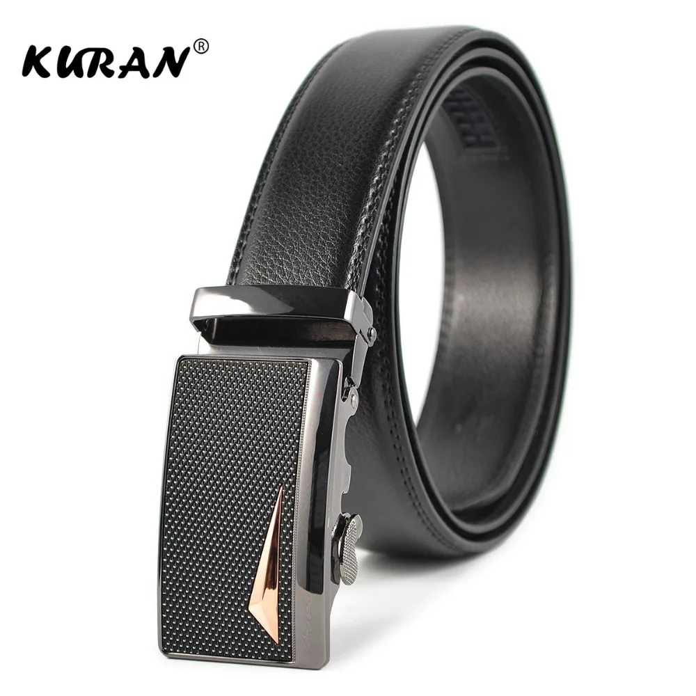 

[KURAN] Automatic Buckle Leather Belts Fashion Designers belts Business Male Alloy buckle Belts for Men Ceinture Homme