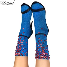 Высокое качество, женские блестящие красные стразы, носки, золотые, серебристые, блестящие, Голубое озеро, носки по щиколотку, женские яркие ретро носки, женские носки, Meias