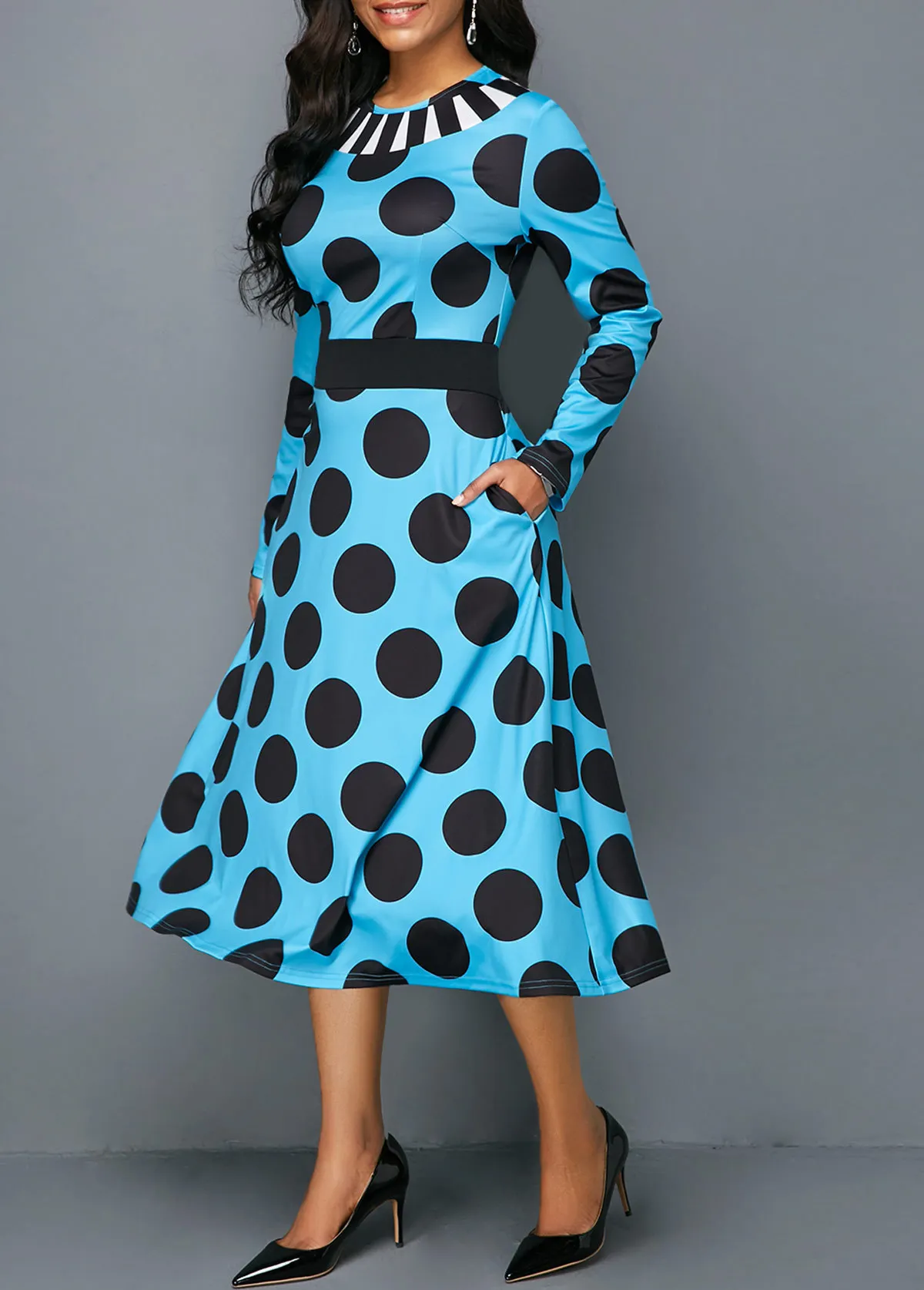 Плюс размер стиль африканская женская одежда Дашики модный принт эластичная ткань длинный рукав платье