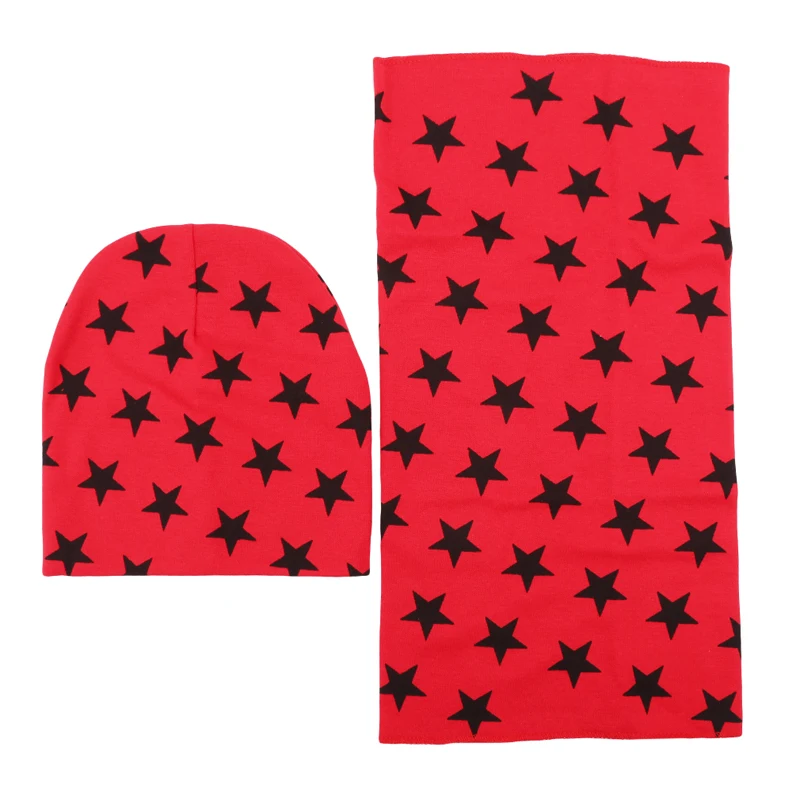 Новая стильная вязаная крючком Детская шапка со звездами, шарф, осенне-зимняя шапка для девочек и мальчиков, Детский комплект из шапки и шарфа, Детские шапочки и шарфа - Цвет: red