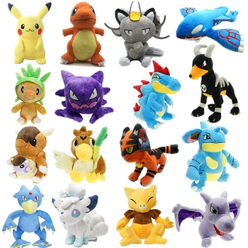 

high quality Cute Meowth Vulpix Charmander Bulbasaur Eevee Mew God beast Elf Plush doll stuffed toy Collection gift