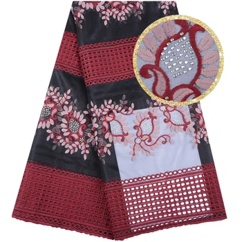 

Latest Black Plus Red Nigerian Lace Fabrics High Quality Milk Silk African Laces Fabric For Wedding French Tulle Lace F1545