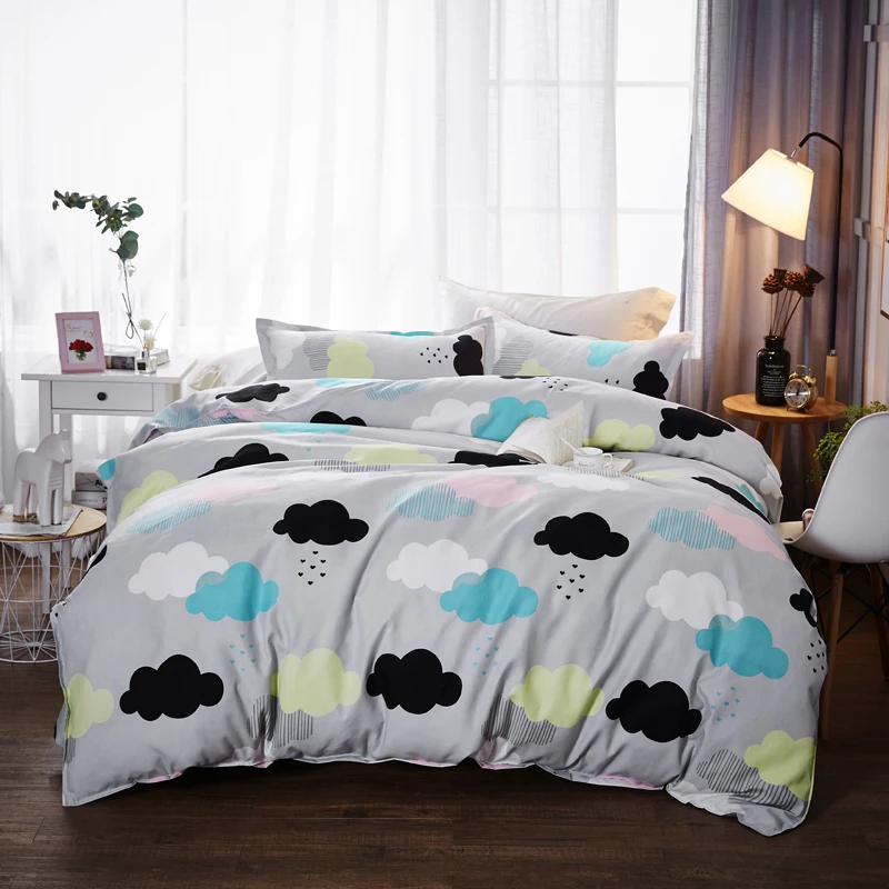 

Colorful Cloud Pattern Polyester Fabric Bedding Sets Full King Twin Queen Size 3/4Pcs Bed Sheet Duvet Cover Set Pillowcase Soft
