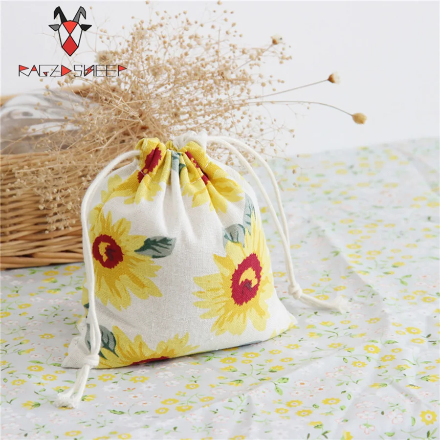 

Raged Sheep Fashion Drawstring Cotton Grocery Sun Flower Shopping Bags Folding Cart Eco Grab Reusable Bag